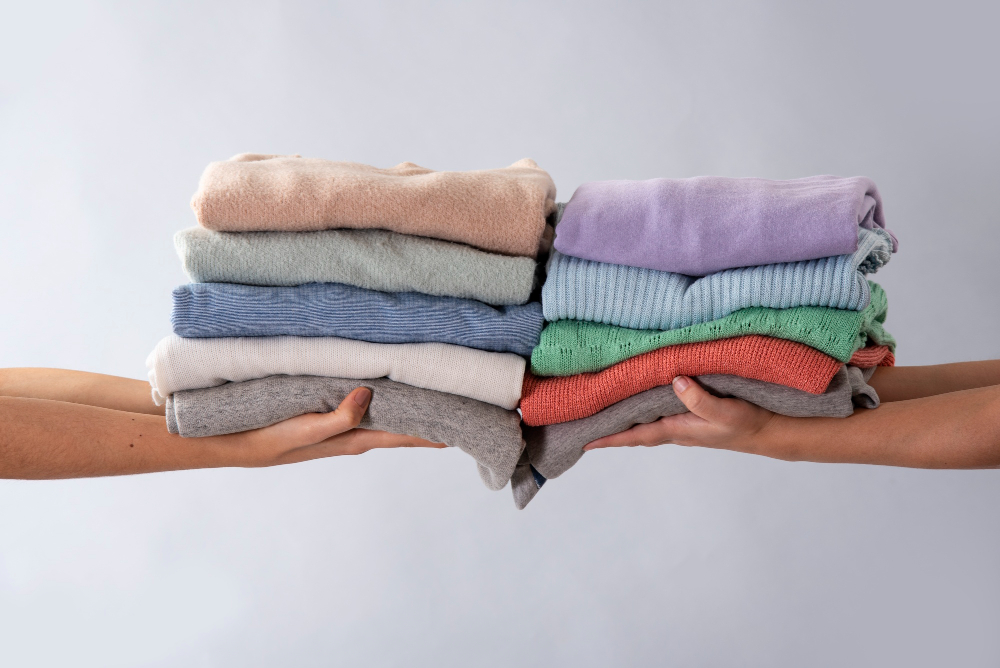 Freshly laundered clothes with a bright, clean aesthetic